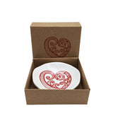 Jo Luping Design Porcelain Bowl with Red Aroha Pattern On White