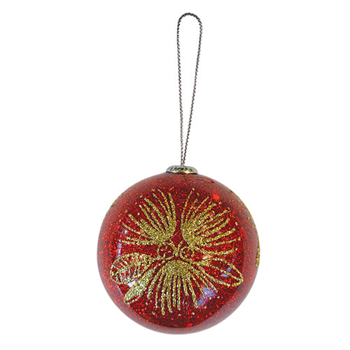 Xmas Decoration Gold Glitter Pōhutukawa