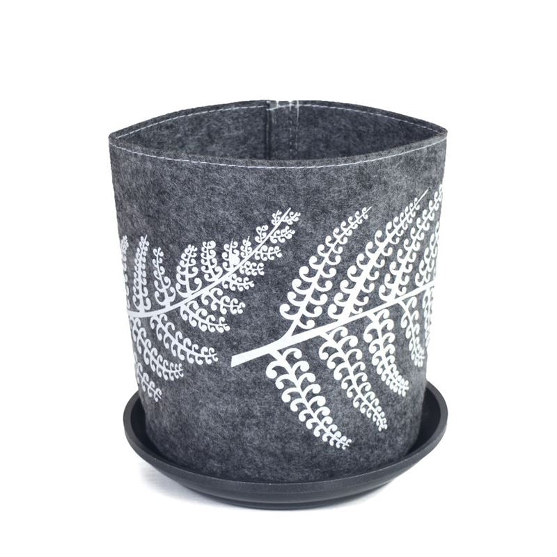 White Fern On Mid Grey - Ecofelt Growbag