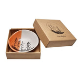 Jo Luping Design Porcelain Bowl with Flax Bush Dipped Orange With Black Design