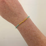 Amazonite & Gold Plated Beads on Brass Bracelet