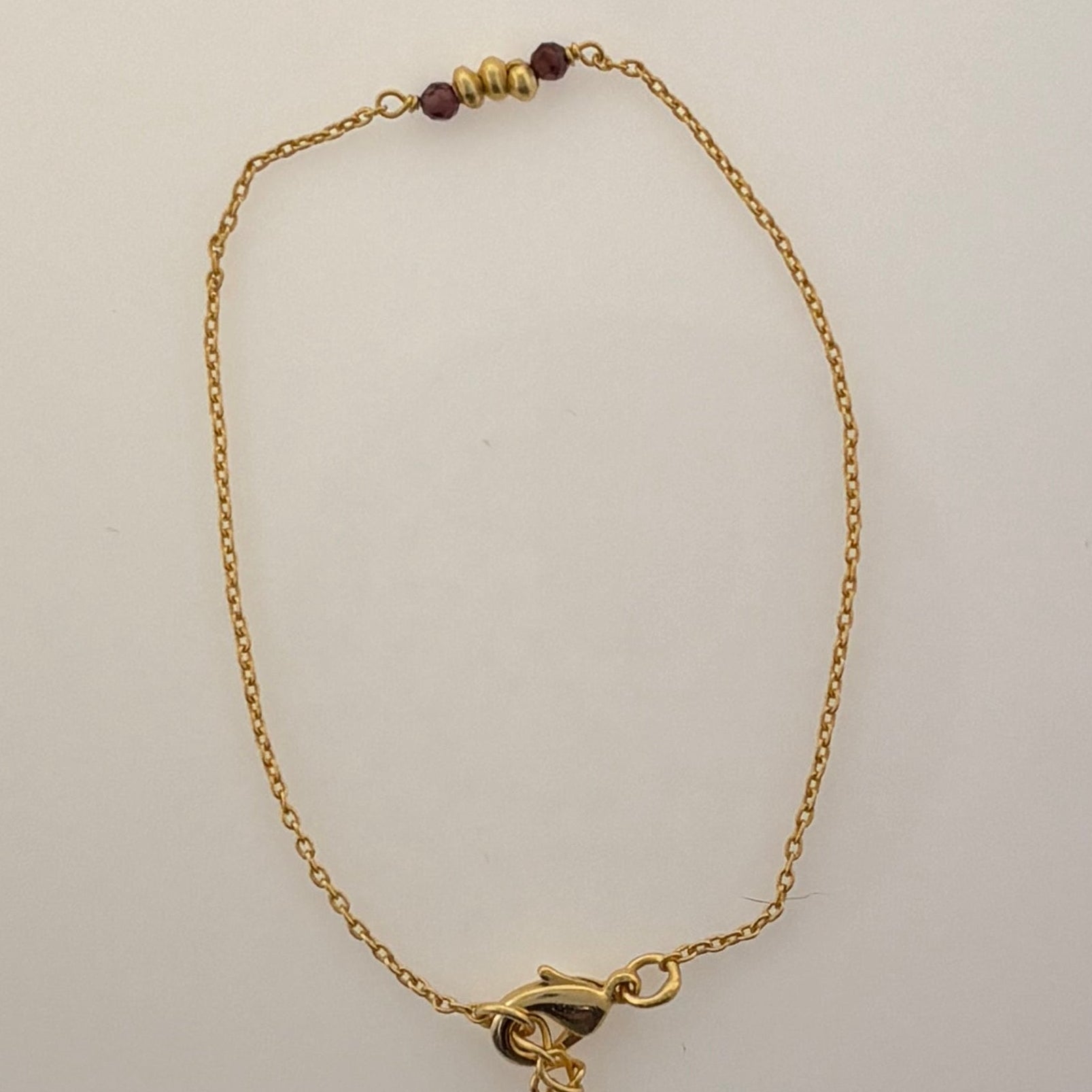 Garnet & Gold Plated Bracelet on Brass