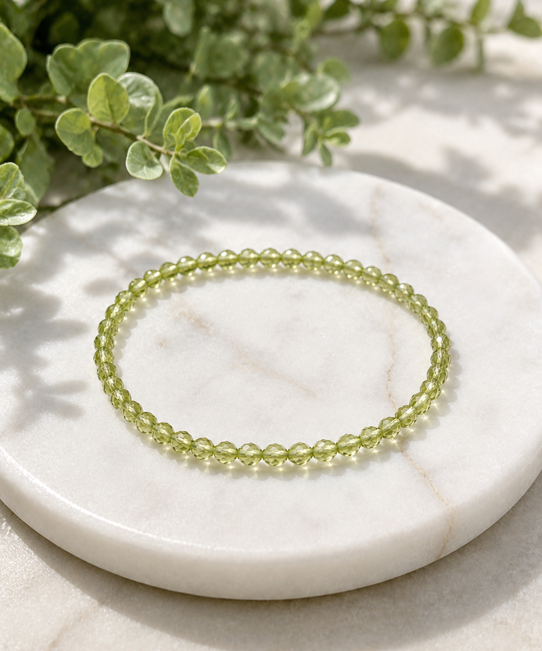 Faceted Peridot Bracelet on Elastic