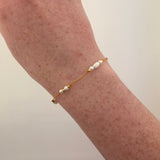 Fresh Water White Pearl Bracelet on thread with Gold plated Beads