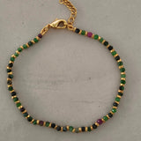 Ruby Zoisite Facet Bracelet with Gold Plated Beads