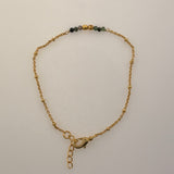Ruby Zoisite & Gold Plated Brass Bead Fine Chain Bracelet