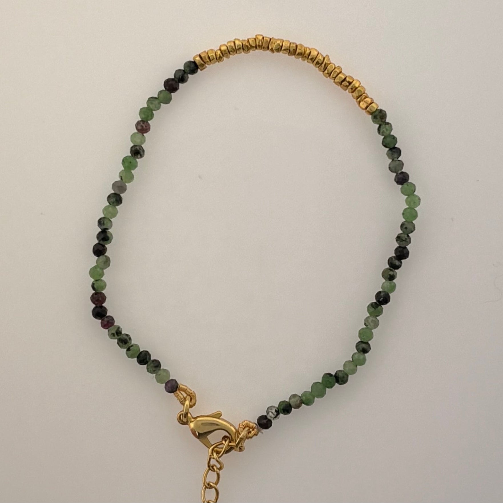 Ruby zoisite & Gold Plated bracelet on Brass