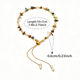 Gold Plated Stainless Steel Pearl & Mixed Stone Bracelet