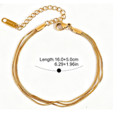Gold Plated Stainless Steel Multi-Strand Snake Chain Bracelet