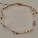 Tourmaline Bracelet on Thread with Gold Plated Beads
