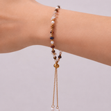 Gold Plated Stainless Steel Pearl & Mixed Stone Bracelet