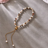 Gold Plated Stainless Steel Pearl & Mixed Stone Bracelet
