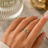 Peridot Faceted & Cubic Zirconia Ring