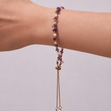 Gold Plated Stainless Steel Pearl & Amethyst Bracelet