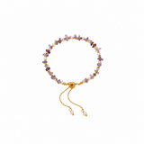 Gold Plated Stainless Steel Pearl & Amethyst Bracelet