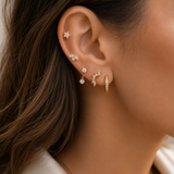 Gold Plated Stainless Steel and Cubic Zirconia 6-Piece Earring Set.
