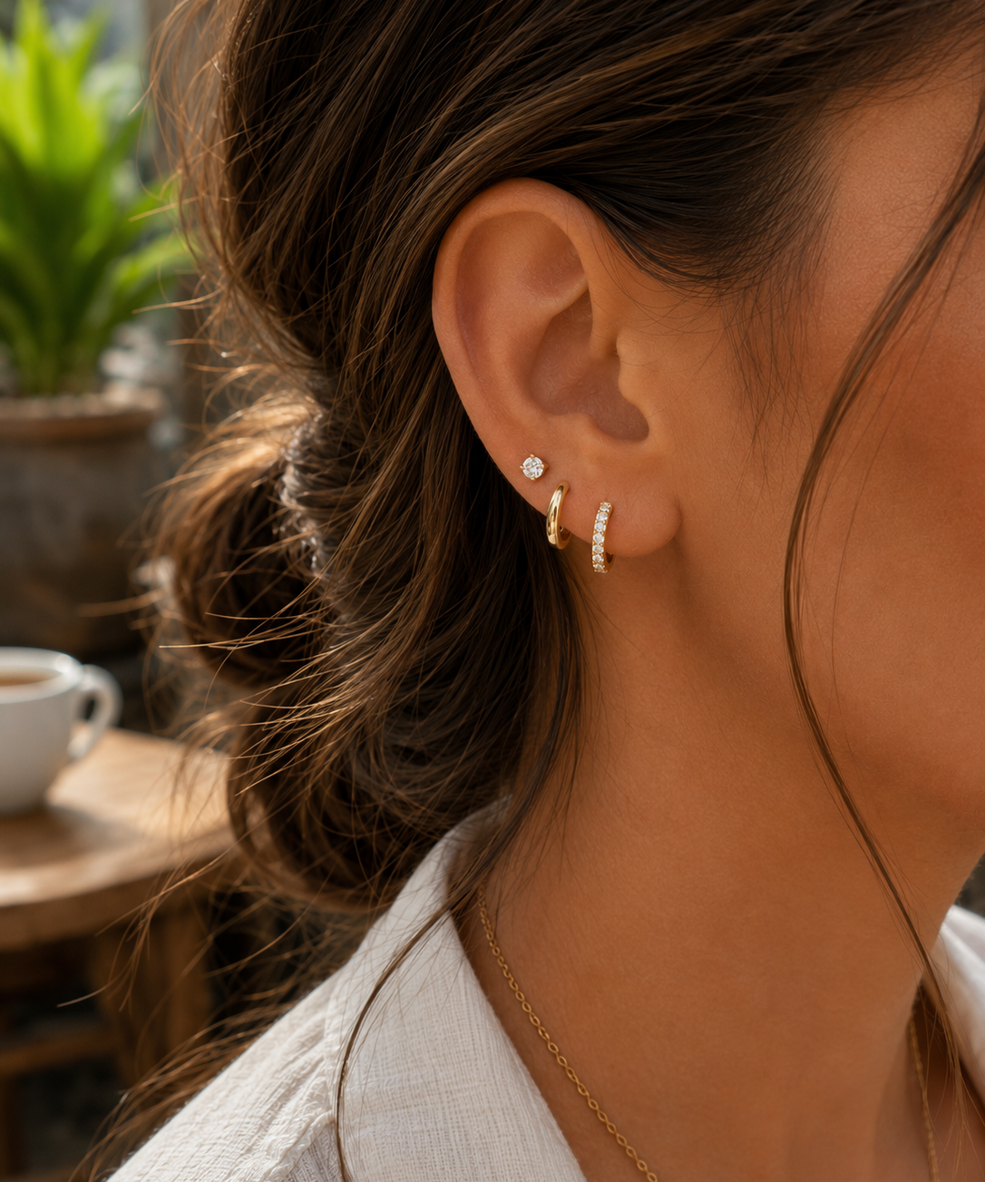 Gold Plated Stainless Steel 3-Pair Earring Set
