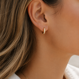 Gold Plated Stainless Steel and Cubic Zirconia Mini Huggie Earrings