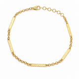 Gold Filled 14k Dapped Cable Chain Bracelet 6.5"/1"extender