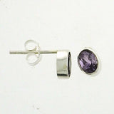 Amethyst Faceted 6x4mm stud Earring