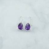 Amethyst Faceted Teardrop 18x13mm Earrings