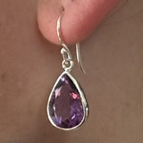 Amethyst Faceted Teardrop 18x13mm Earrings