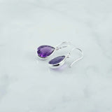 Amethyst Faceted Teardrop 14x10mm Earring