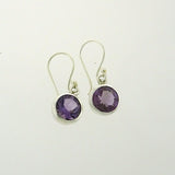 Amethyst Faceted 8mm Round Earring