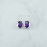 Amethyst Faceted 10x8mm oval Earring