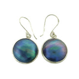 Mabe Pearl Blue/Black 16mm Earrings