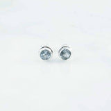 Blue Topaz Faceted 6mm Round Stud