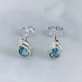 Blue Topaz Faceted 6x4mm Teardrop Stud