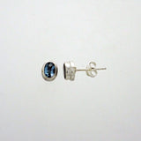 Blue Topaz Faceted 6x4 Oval Stud