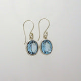 Blue Topaz Faceted 10X8mm Oval Earring