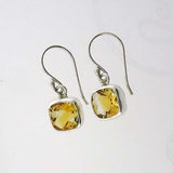 Citrine Faceted 8mm Square  Earring