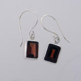 Garnet Faceted 8x6mm Rectangle Earring