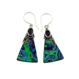 NZ Paua Shell & Amethyst Faceted Earring