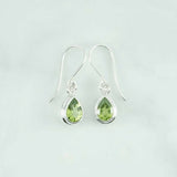 Peridot 6x9mm tear drop faceted earring
