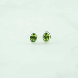 Peridot stud 5x7mm oval faceted earring
