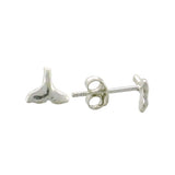 Tiny Whale Tail Stud Earrings Sterling Silver