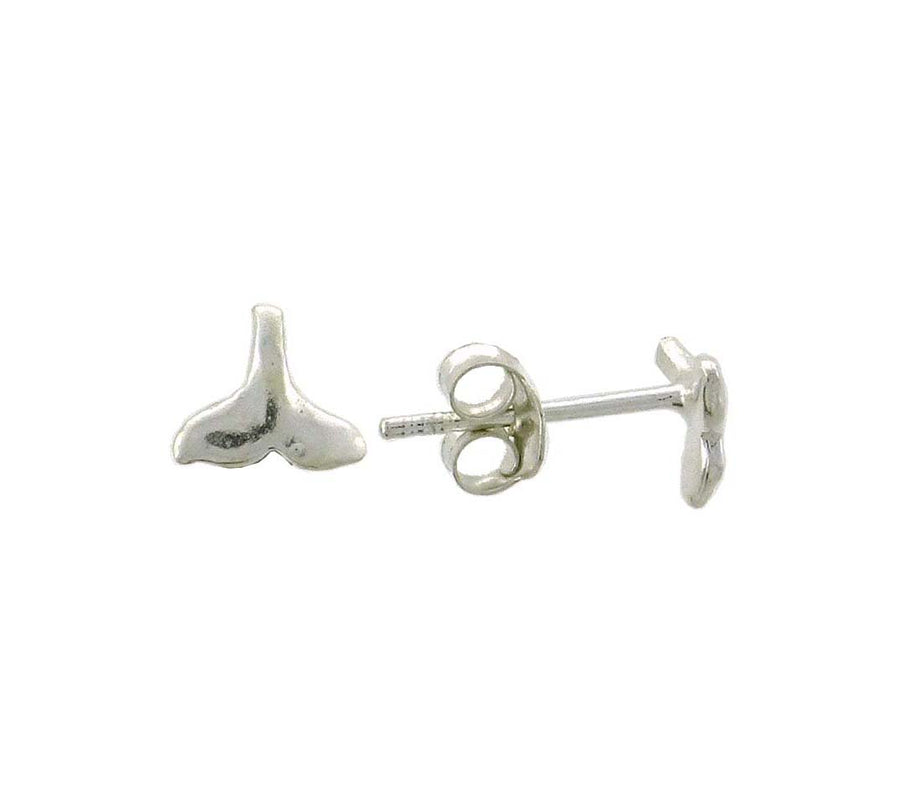 Tiny Whale Tail Stud Earrings Sterling Silver