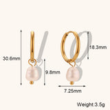 Gold Plated Stainless Steel Freshwater Pearl Hoop Earrings