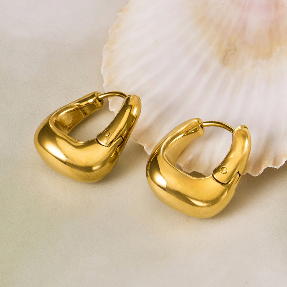 Gold Plated Stainless Steel Organic Huggie Earrings
