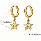 Gold Plated Stainless Steel Huggie with Star Cubic Zirconia