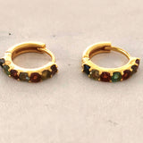 Multi Tourmaline and Gold Plated Huggie Earring