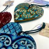 Ceramic Kōwhaiwhai Swing Heart Decoration