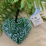 Ceramic Kōwhaiwhai Swing Heart Decoration
