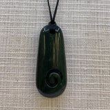New Zealand Pounamu Drop (Roimata) with Spiral (Koru) Necklace