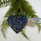 Ceramic Kōwhaiwhai Swing Heart Decoration