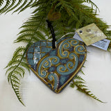 Ceramic Kōwhaiwhai Swing Heart Decoration